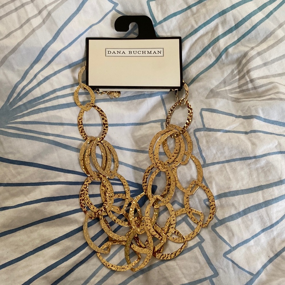 NWT Dana Buchman Hammered Gold Color Layered Chain Necklace